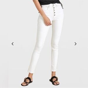 Veronica Beard Debbie Ankle Skinny High Rise White Jeans Button Fly Sz 30